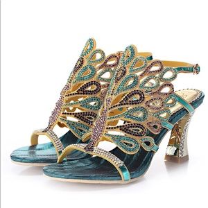 Rhinestone Peacock Heels